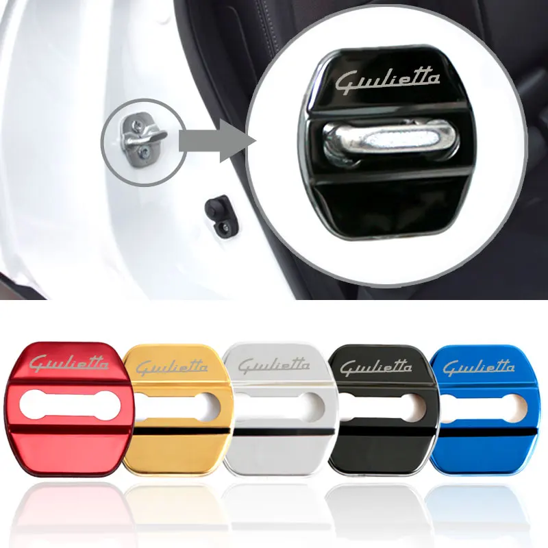 

4pcs Car Styling Door Lock Protection Cover Case For Alfa Romeo Giulietta Emblems Stainless Steel Sticker Accessories 4