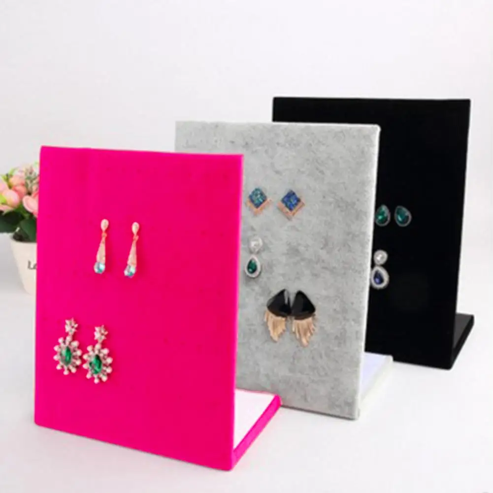 

60 Holes L-type Suede Jewelry Stand Earrings Ear Studs Display Holder Organizer New