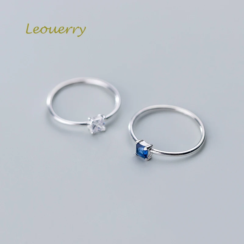 Leouerry, 925 пробы, серебряное, шикарное, голубое, белое, циркон, открытые кольца, для женщин, элегантное, на кончик пальца, обручальное, для вечеринки, ювелирное изделие