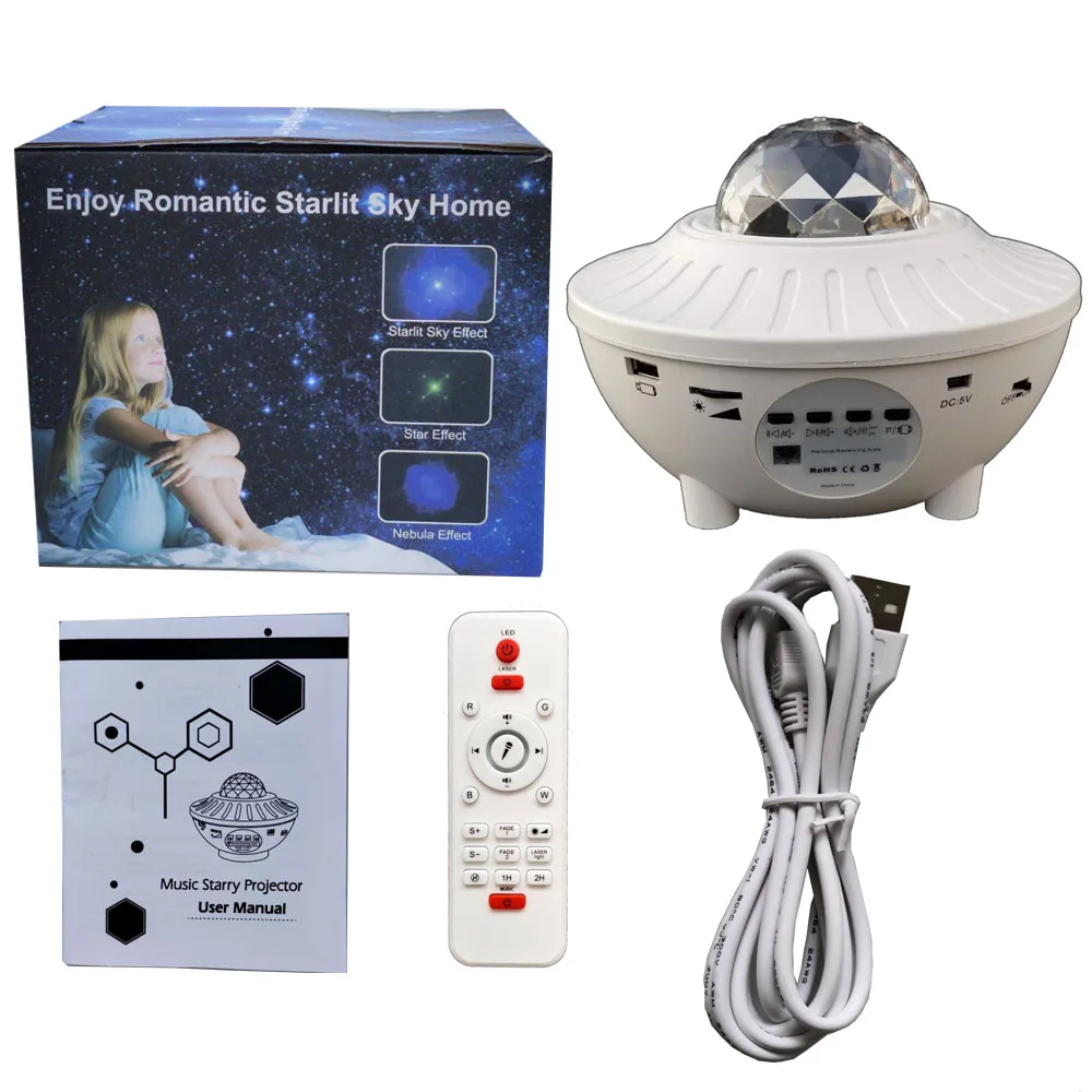 LED Starry Sky Projector Music Bluetooth USB Fairy lights Rotate Star Galaxy Light Projector Lamp Led night lights night light lamp