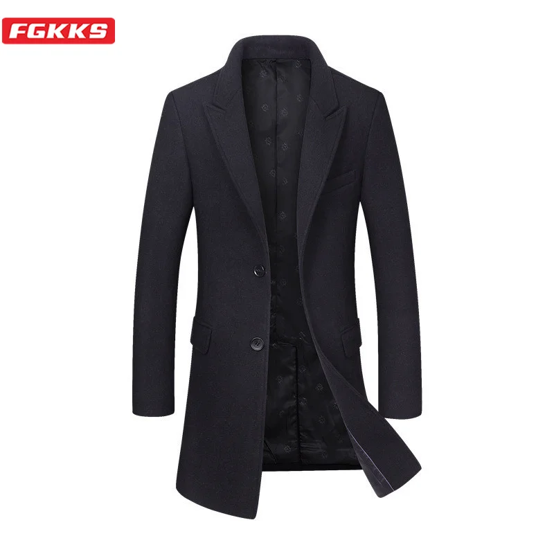 FGKKS Brand Men Solid Wool Blends Coat Winter New Men's Casual Slim Fit Coat Fashion Casual Woolen Coats Male Clothing FGKKS Brand Men Solid Wool Blends Coat Winter New Men's Casual Slim Fit Coat Fashion Casual Woolen Coats Male Clothing
