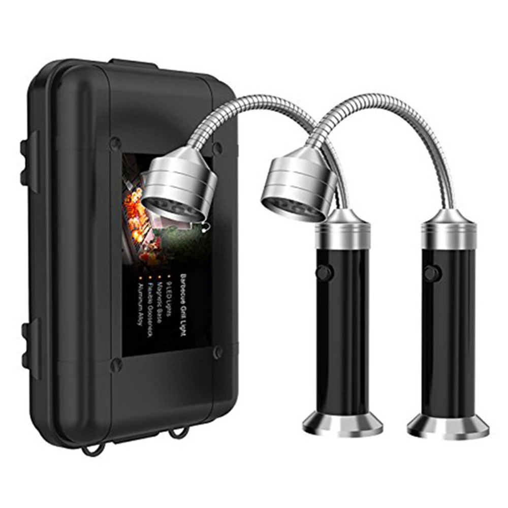 D2 2pcs Portable 360 Degree Magnetic LED Grill Light Lamp Adjustable BBQ Barbecue Grilling Lights Outdoor Grill Lighting Tools bbq grill light