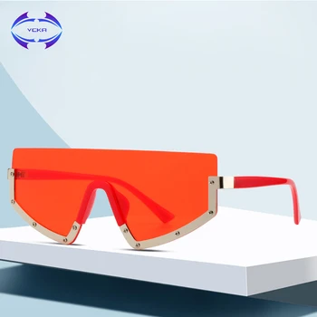 

VCKA Oversized Sunglasses Half frame Women UV400 Trendy Style Sun Glasses Female Big Conjoined lens Celebrity Shades Oculos