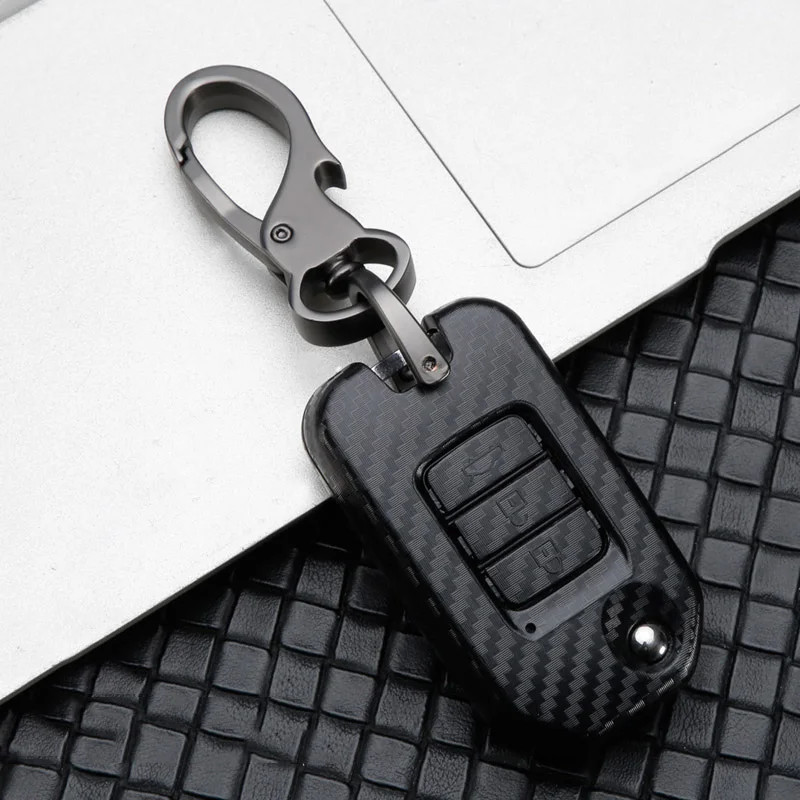 Автомобильный глянцевый чехол для ключей из углеродного волокна ABS для Honda Civic CR-V HR-V соглашение Jade Crider Odyssey Pilot Ridgeline аксессуары - Название цвета: G-black