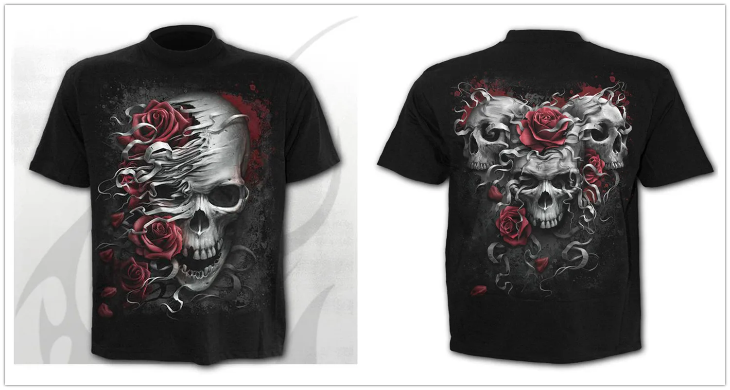 Mens 3D Skull T-Shirt - Punk Summer Streetwear Top O-neck Sizes XXS-5XL