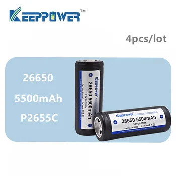 

4 pcs KeepPower 26650 BATTERY 5500mAh li-ion protected rechargeable 3.7V battery P2655C drop shipping Original