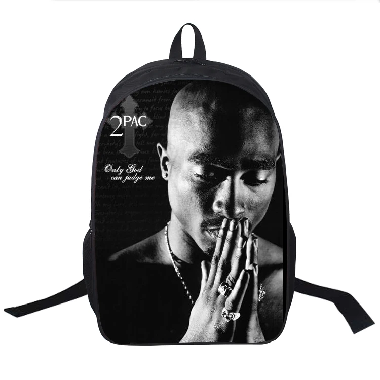 

Tupac 2pac Backpack Rapper Hip Hop Rap School Bags Only God Can Judge Me Printed Teenager 16 Inch School Bags for Girls Boys Bag