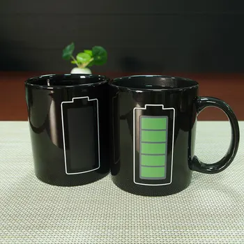 

GH Creative Battery Magic Mug Positive Energy Color Changing Cup Ceramic Discoloration Coffee Tea Milk Mugs Novelty Gifts