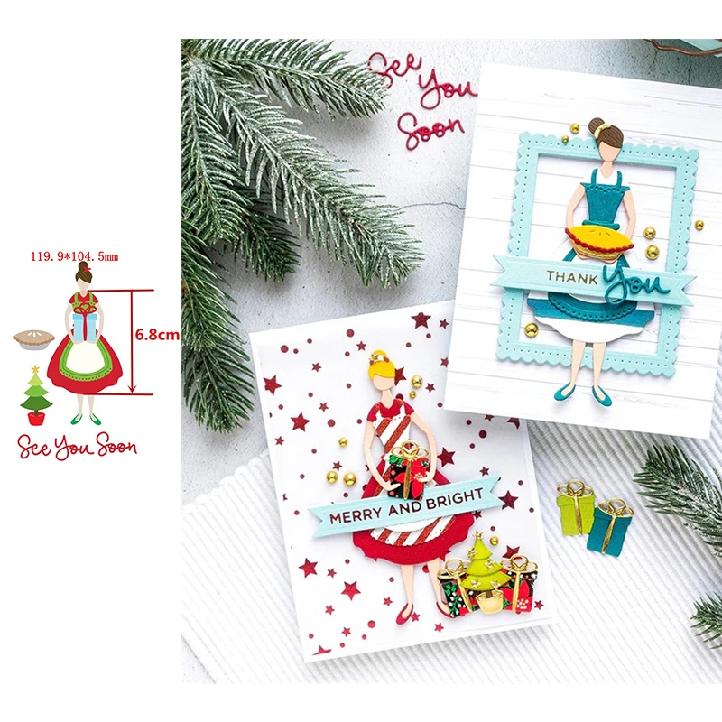 

Graceful Housewife Xmas Tree Pie Gift Box SEE YOU SOON Word Metal Cutting Dies Scrapbooking Album Paper DIY Cards Crafts 2019