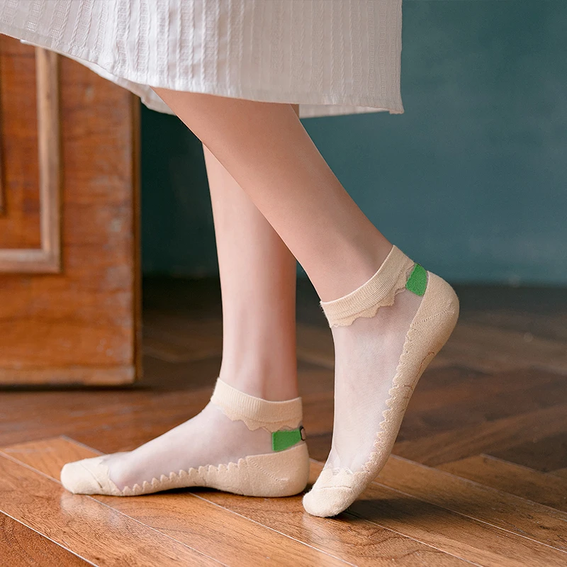 

Women's Ankle Socks Transparent Invisible Socks Summer No Show Ankle half Lace Socks Non-slip Mesh Sheer Half Thin Socks 3/5Pair