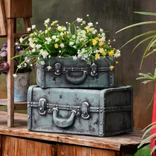 Цветочный горшок прямоугольный Ретро Синий Чемодан скульптура цветочный горшок Зеленая Роза окно цветочный горшок для суккулентных растений для работы в саду украшения