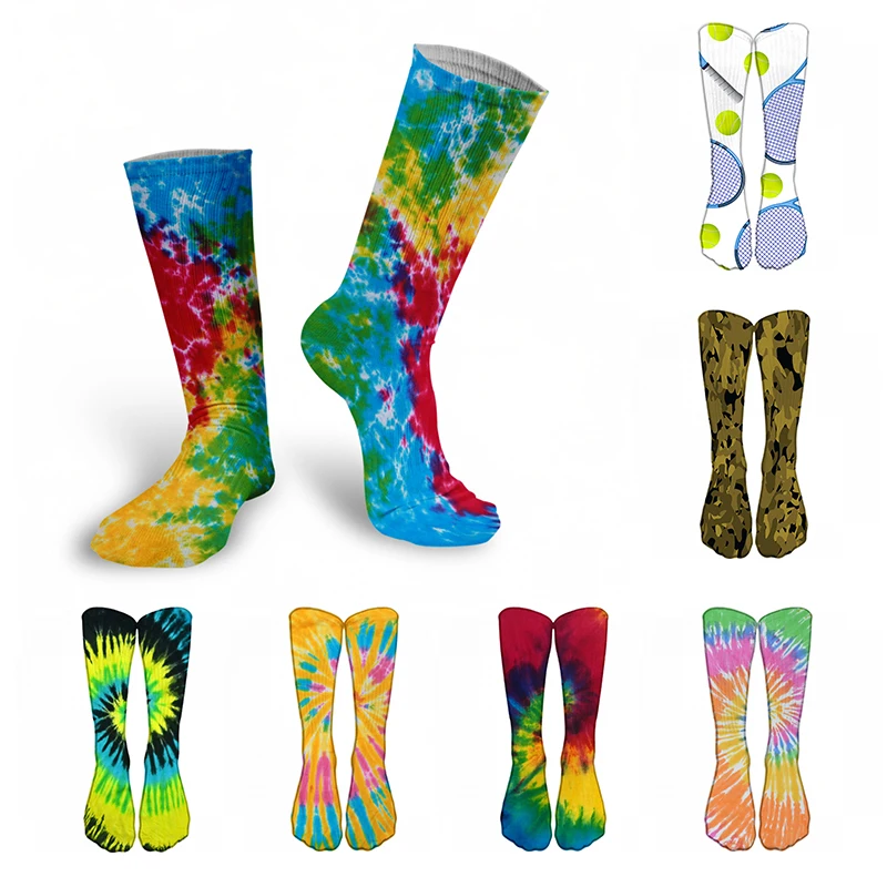 

DIY Production Creative Oil Painting Rendering Women Long Socks Funny Animals Aliens Printed Calf Socks For Women Girls Gift