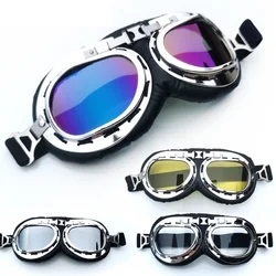 2021 Retro Motorcycle Goggles 100% UV400 Glasses Vintage Moto Classic Goggles for Cycling Pilot Steampunk ATV Bike Copper Helmet