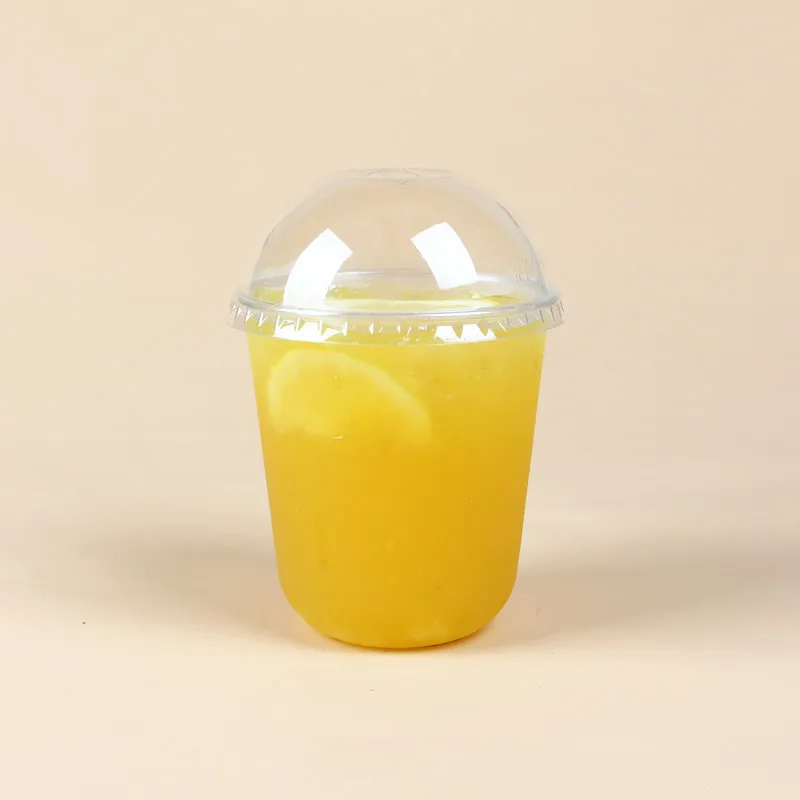 cup and lid1 50 шт. 360 мл прозрачный мини-U Тип одноразовый холодный напиток чашка креативный питомец фруктовый йогурт молоко чай кофе пластиковые кружки с крышками - Цвет: cup and lid1