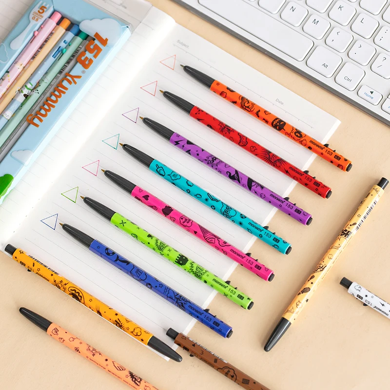 12 шт. шариковая ручка с мультипликационным принтом 0,5 мм шариковая ручка 2 флуоресцентные 10 ярких цветов Шариковая ручка для рисования детский подарок для школы F032