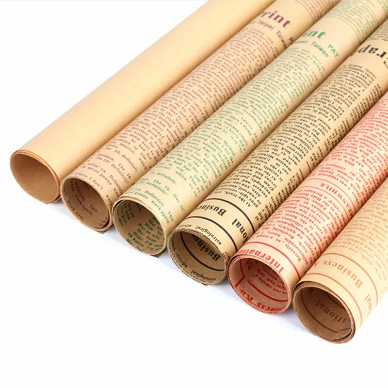 10 teile/beutel Geschenk Verpackung Papier Rolle Vintage Zeitung Doppelseitige Geschenk Verpackung Blume Shop Bouquet Verpackung Papier Material