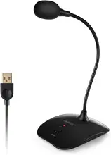 

USB Computer Microphone with Mute Button,Plug&Play Condenser,Desktop, PC, Laptop, Mac, PS4 Mic LED Indicator -360 Gooseneck