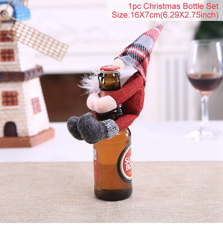 FENGRISE Santa Claus Wine Bottle Cover Christmas Decorations For Home Christmas Stocking Gift Navidad New Year's Decor - Color: style 12