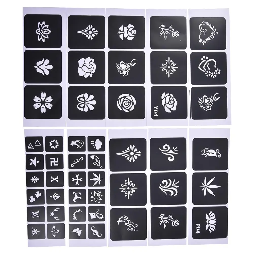 24 PCS Colors Glitter Flash Powder For Temporary Tattoo Set With 120 Stencils Template Kids Adult Party Body Painting Art Set