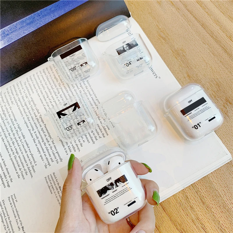 

Luxury Street Bluetooth Headset Adapter For Airpods 2 1 Case Clear Off Transparent Accessories Earphone Soft Silicone Case Cover