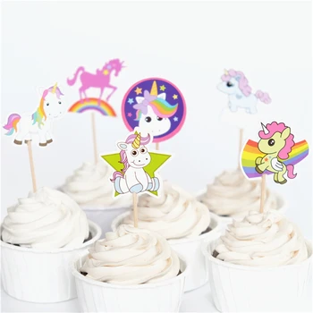 

24pcs/lot 10cm Unicorn Party Cake Topper Cute Unicorn Cake Top Flag Decoration for Happy Birthday Party Wedding Supplies zz53