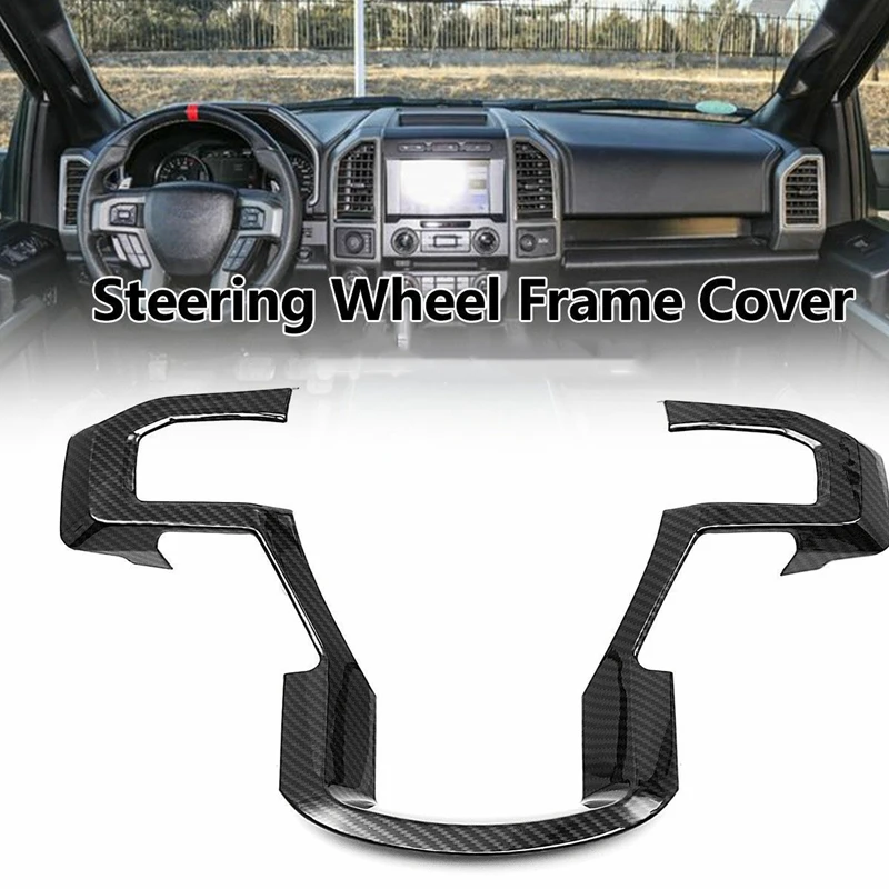 

Car Carbon Fiber Steering Wheel Moulding Panel Cover Trim for Ford F150 2015-2019 Accessories