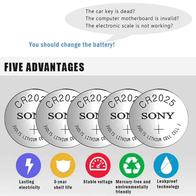 Аккумулятор кнопочный SONY CR2032 3 в 15 шт.|Часовые батарейки| |