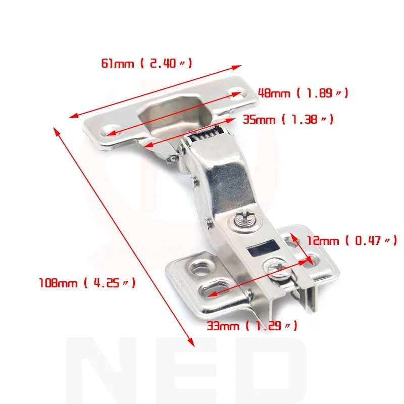 NAIERDI 4PCS C Series Stainless Steel Hydraulic Hinge Iron Core Damper Buffer Cabinet Hinges Cupboard Door Hinges Soft Close