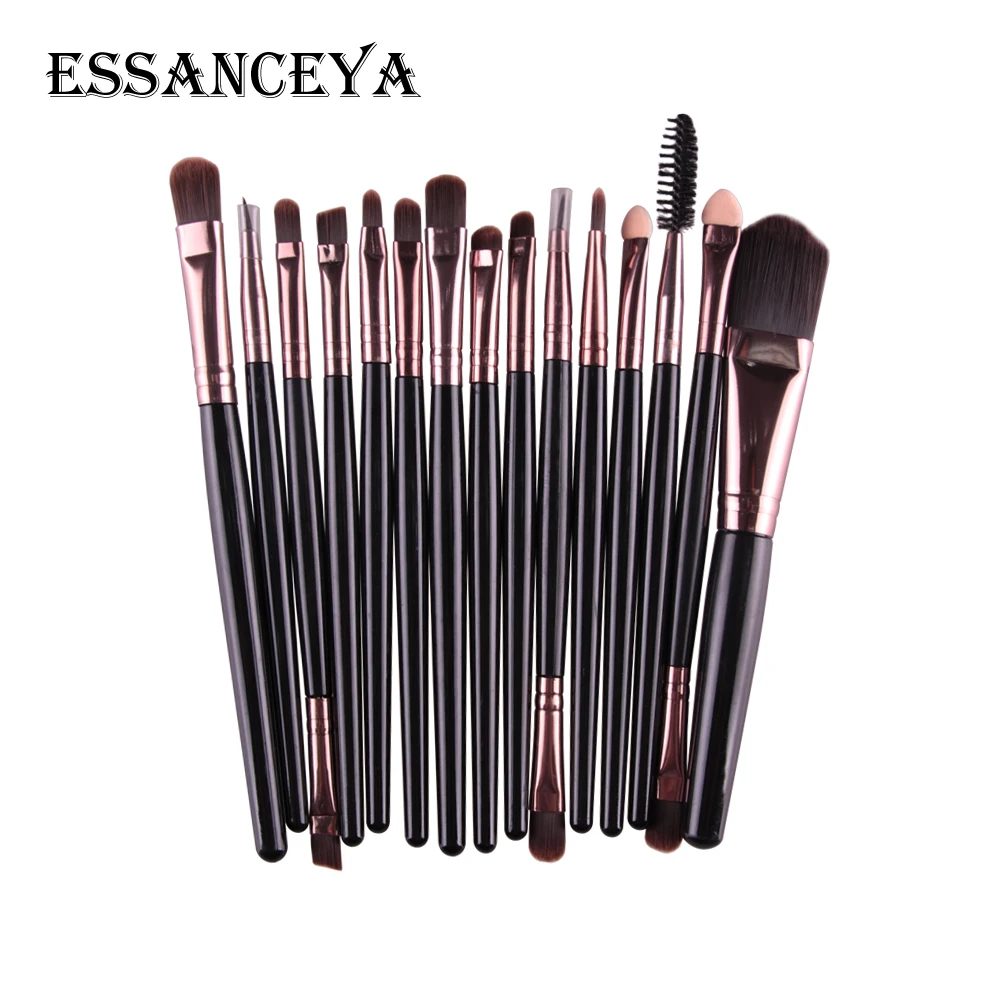 ESSANCEYA Pro 6-18Pcs Cosmetic Makeup Brushes Foundation Eye shadow Eyeliner Fan Make-Up Multipurpose Eye Brushes Cosmetic Tool - Handle Color: 15pcs HK