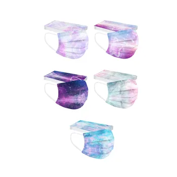 

50pc Adult's Protective Mouth Masks Gradient Printed Tie Dye Mask Mondkapjes Disposable Non-woven Protective Face Mask Masque