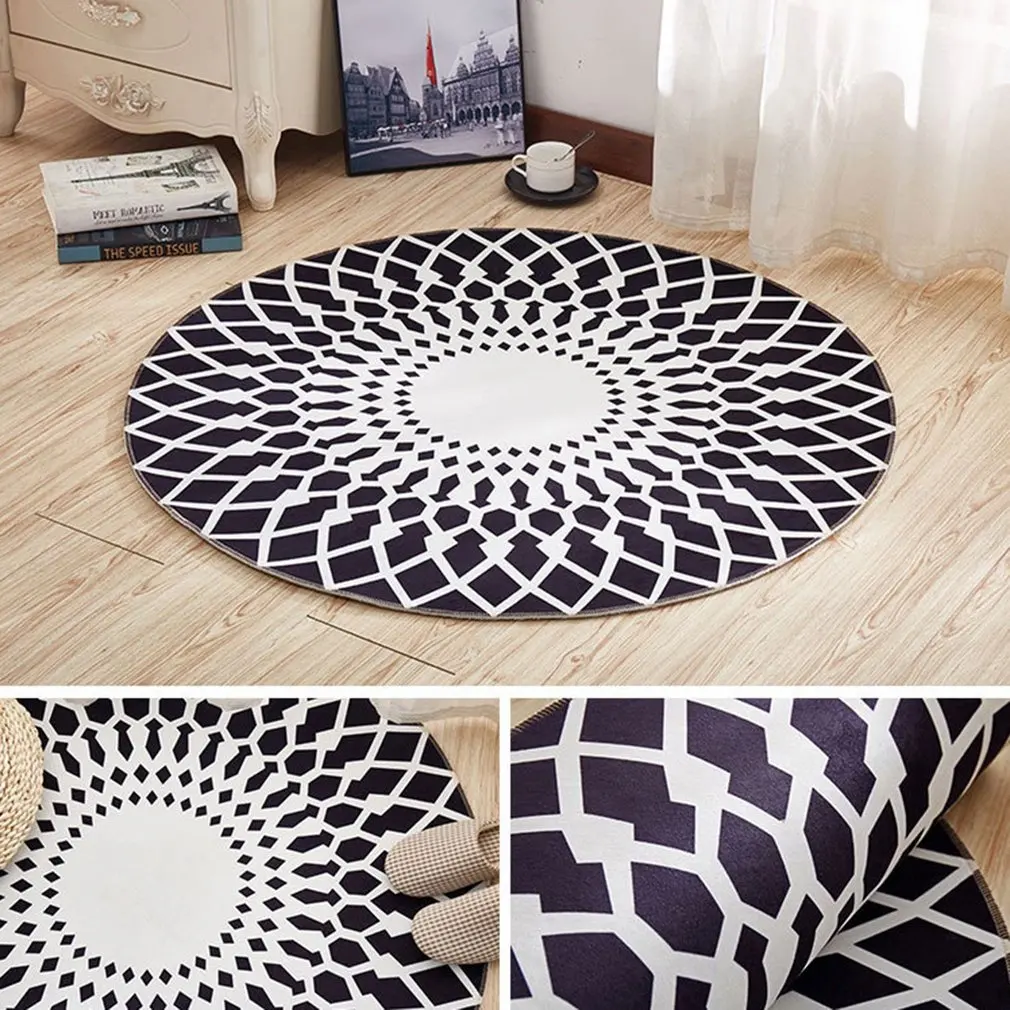 1M Non-slip Round Rug Fashion Vibrant 3D Printing Carpet Indoor Study Room Living Room Full Floor Mat Lounge Pad Dropshipping