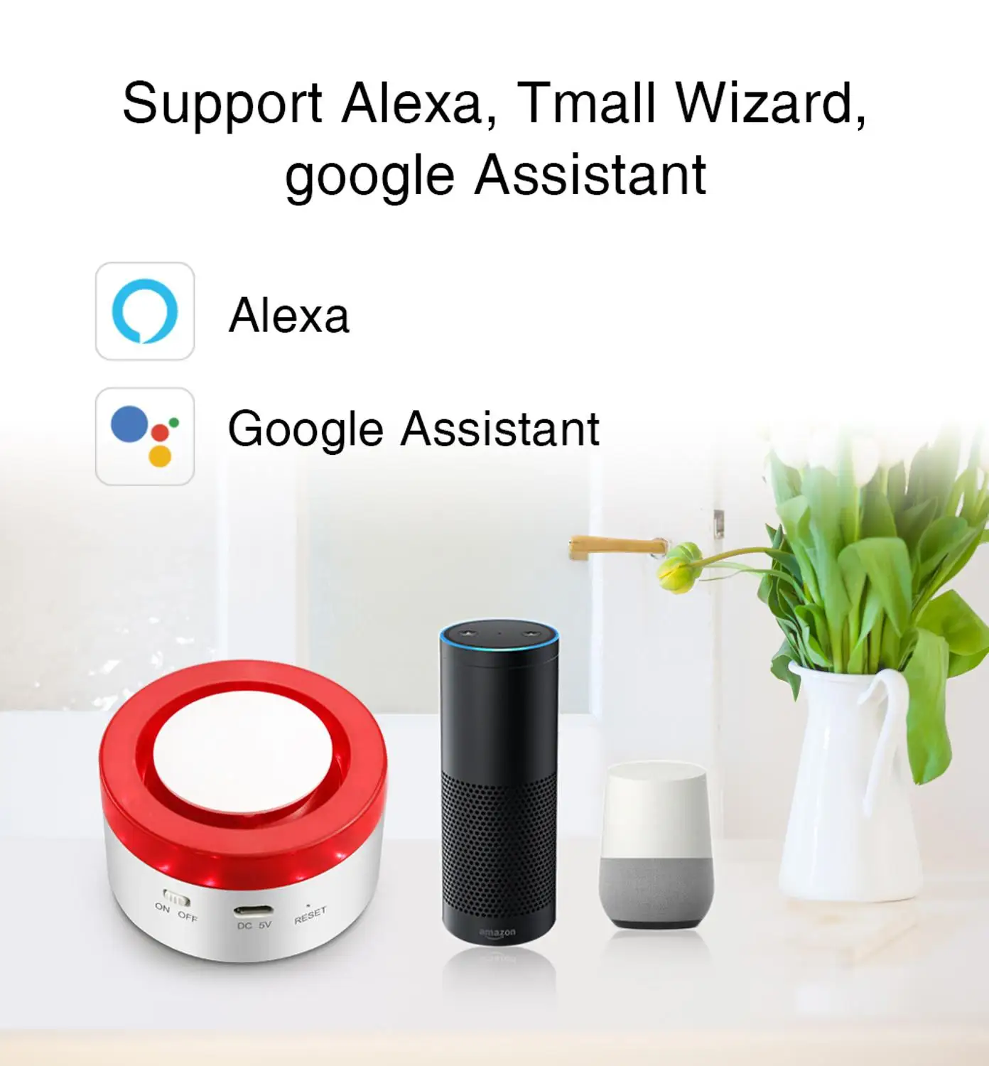 US $31.01 Tuya Smart Wifi Wireless Strobe Siren Home Security Alarm System 433mhz Compatible W Alexa Google Home Smartlife App