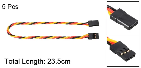 23.5cm 5PCS Uxcell 1/5/10 шт 3-контактный сервокабель-удлинитель Кабель Провод 22AWG 13,5-34 см M к M/M F RC Futaba JR анти-обратного 30/60 жилы провода - Цвет: 23.5cm 5PCS
