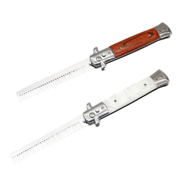 

2 Pcs Automatic Stainless Steel Combs Foldable Knife Brushes Hair Trimmer Comb Brush Accessories Butterfly Mens Pocket Knife Com