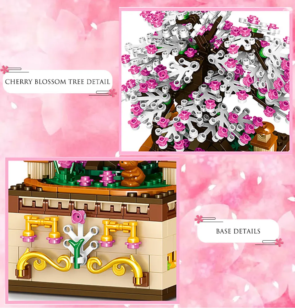 BZDA Cherry Blossom Tree Music Box Rotating Sakura Engineering