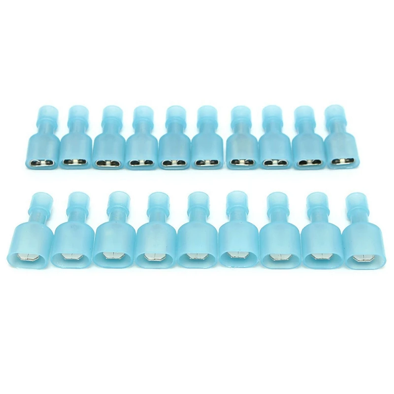 

Hot Sale 50pcs Female & Male Fully Insulated Wire Terminals Connector Nylon Spade Connectors Blue