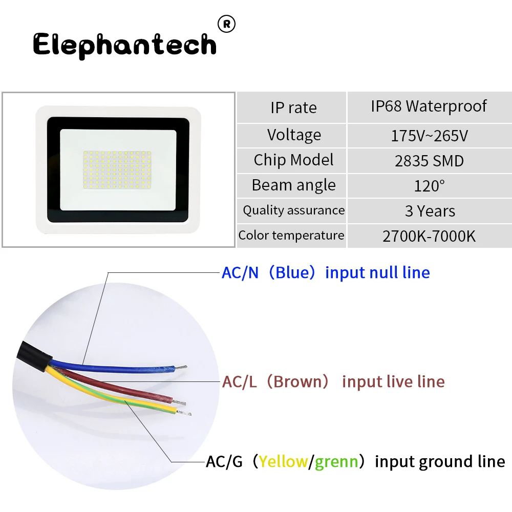 Ledes Ellep ligh 10W 20W 30W 50W 100W Reflektorfény Váltóáram 220V kültéri Világítás reflektor Reflektorfény IP68 Vízhatlan esőköpény falra floodlights