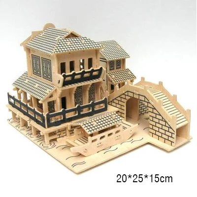 DIY 3D головоломка китайский стиль деревянный домик-избушка модель для детского подарка - Цвет: N