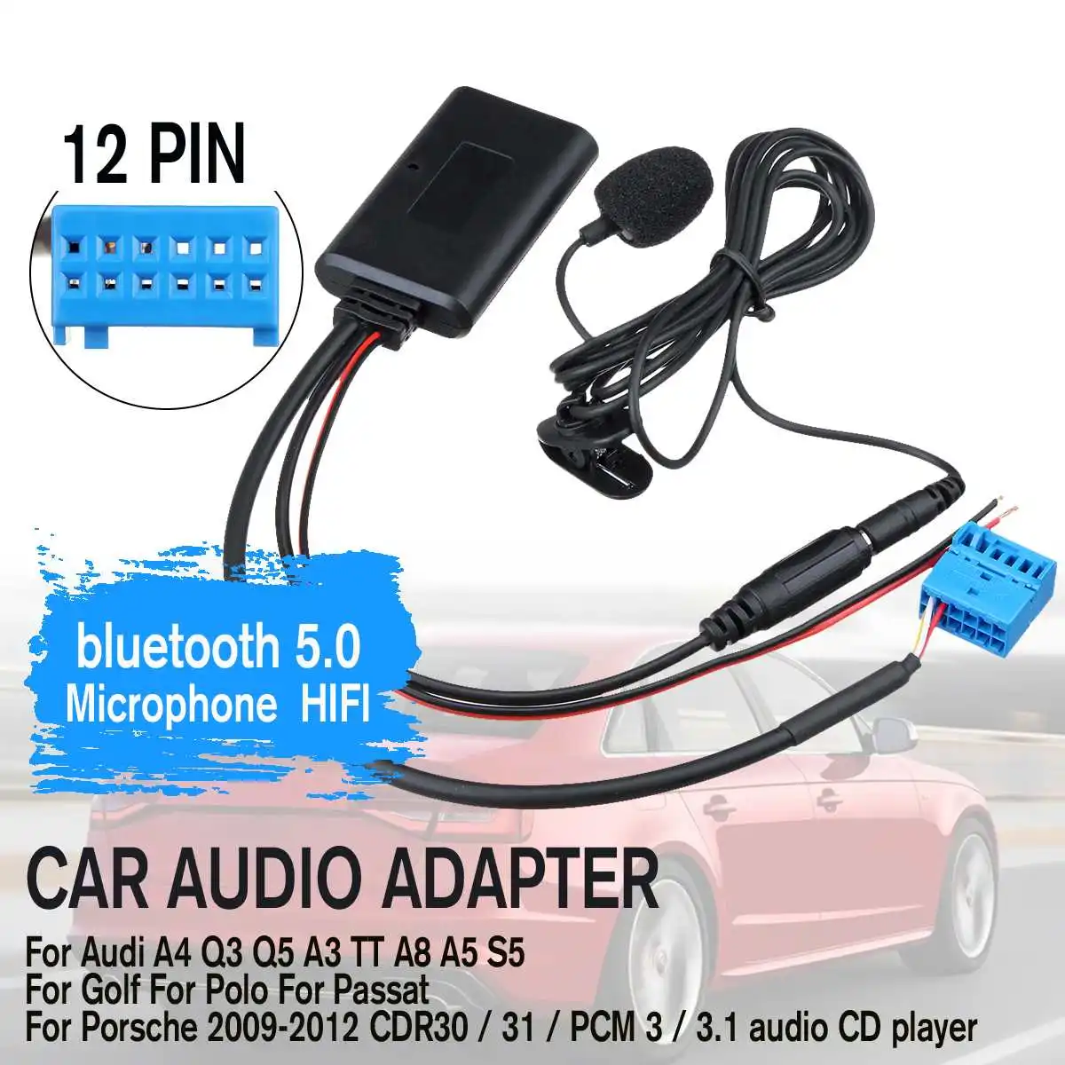 HIFI беспроводная передача музыки автомобильный аудио bluetooth кабель адаптер микрофон для Audi A4 Q3 Q5 A3 TT A8 A5|Автомобильный комплект Bluetooth| | АлиЭкспресс