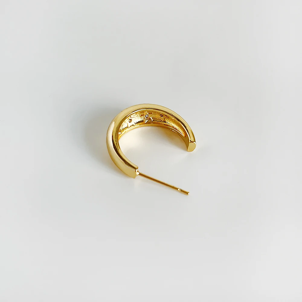 Peri'sBox Gold Color Copper Sparkly Zircon Star Hoop Earrings For Women Chunky Trendy Small Huggie Earring Romantic Summer Gifts - Image 2