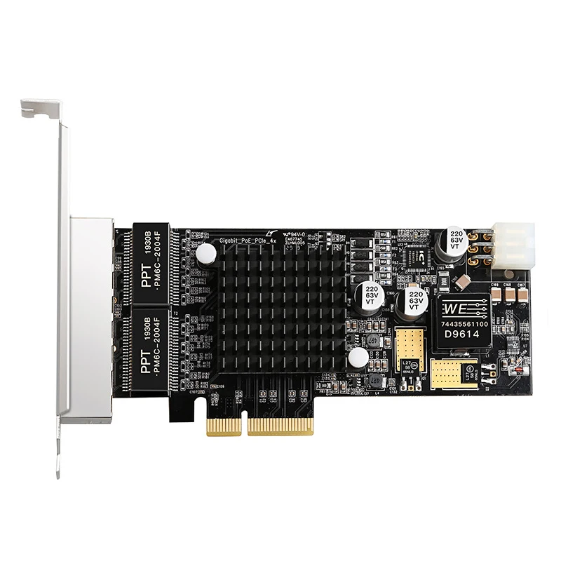 

4Port PCI-E 4X Gigabit Network Card POE Lan Interface Card Quad RJ45 Ports 10/100/1000Mbps for Intel350