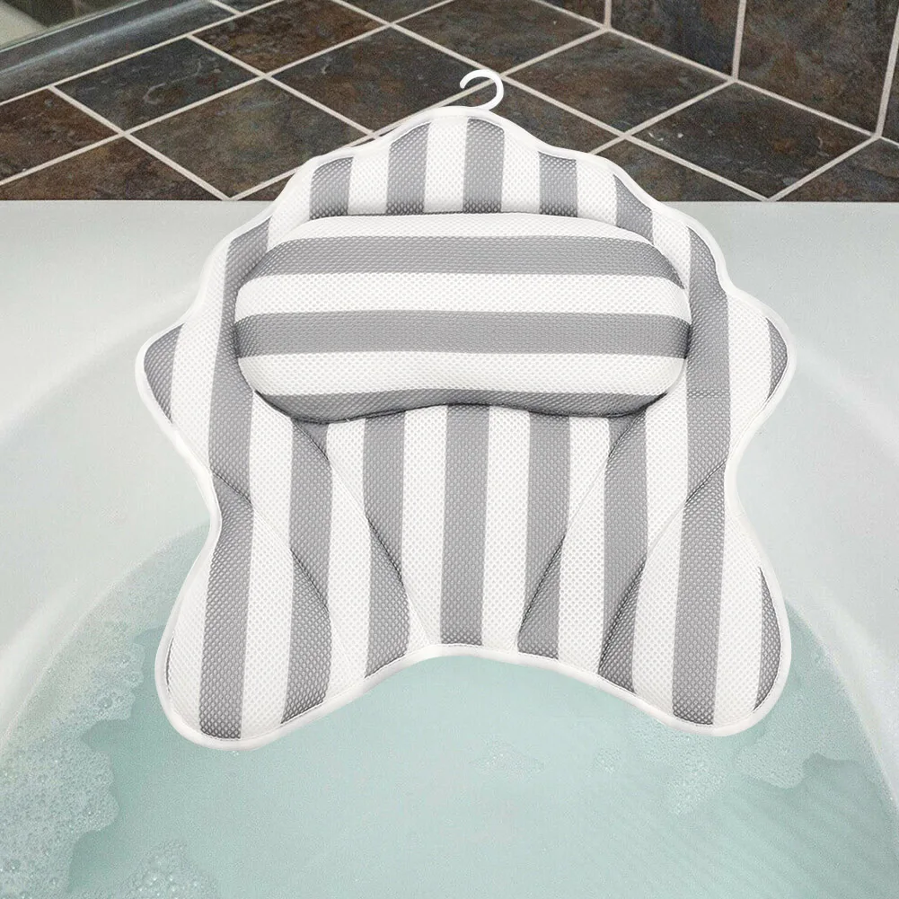 Присоска Домашний Спа Подголовник 3D сетка Нескользящая подушка для ванны быстросохнущая подушка для ванны анти-плесень поддержка шеи моющаяся эргономичная