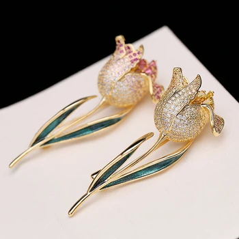 

2020 Luxury Beautiful AAA Zircon Brooches Pins Women Costume Jewelry Broach Wedding Crystal Bouquet Pin Brosche femme bijoux