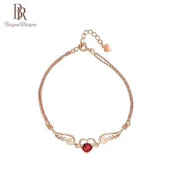 

Bague Ringen New Charms Red Heart shape Gernut Bracelets For woman Adjustable Bracelet Engagement Party Gifts