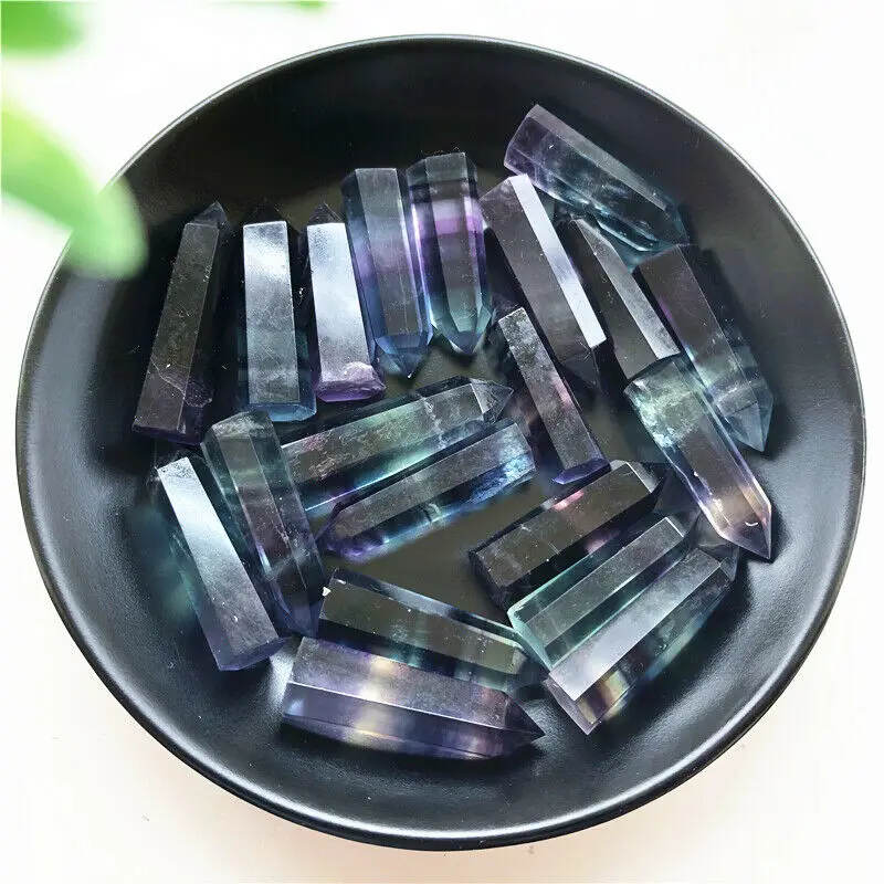 

1pc Natural Rainbow Fluorite Quartz Crystal Point Healing Hexagonal Stone Wand Decoration Natural Stones and Minerals