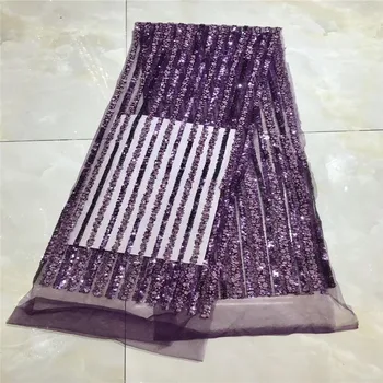 

African Purple Lace Wedding Dress, Luxury Lace Fabric 5Yard, African Wedding Lace Fabric High Quality sequins glitter Net Lace