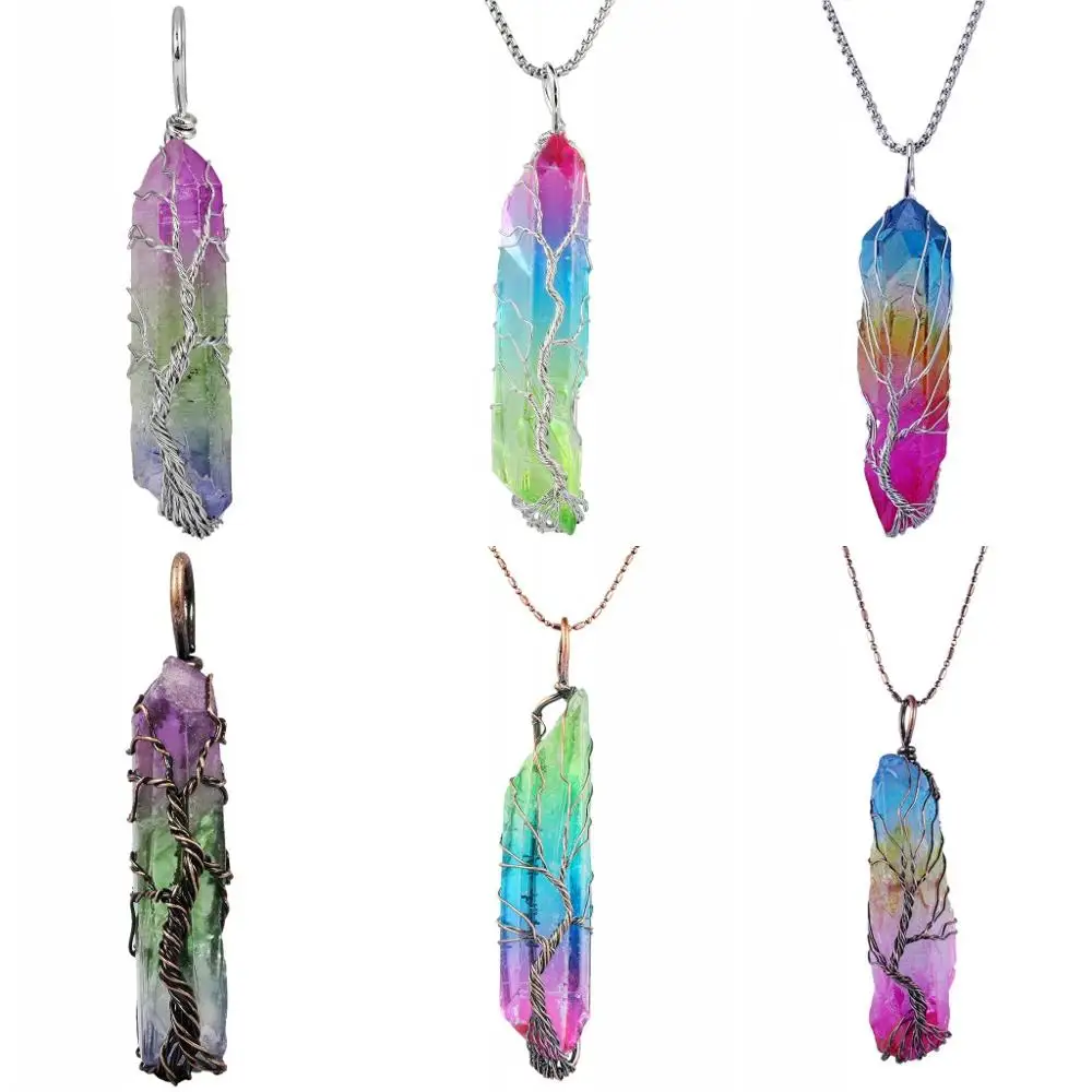 Подвеска из титанового дерева жизни с кристаллом|Подвески| |