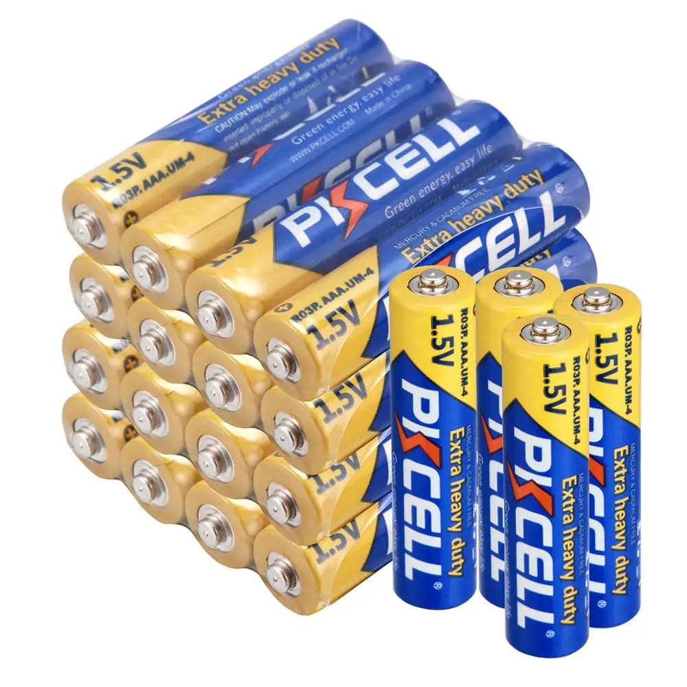 20 шт. аккумуляторы Pkcell AAA 1 5 в R03P UM4 Цинковый углеродный сверхмощный аккумулятор