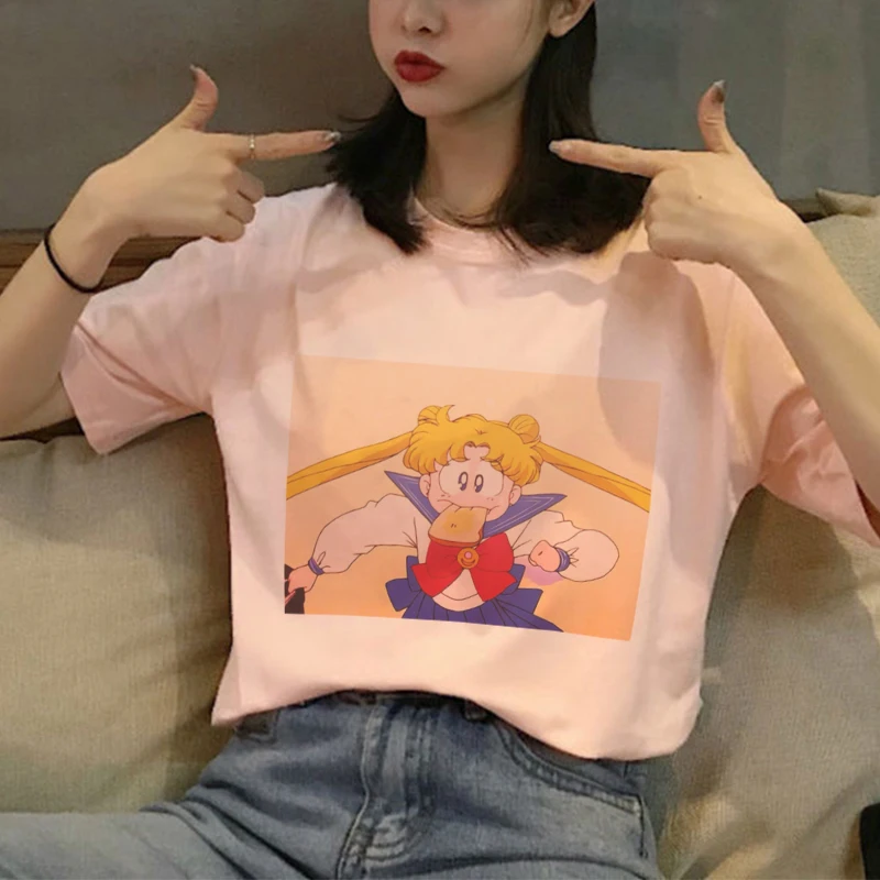Женская футболка с короткими рукавами Sailor Moon летняя модная Harajuku забавными Ulzzang