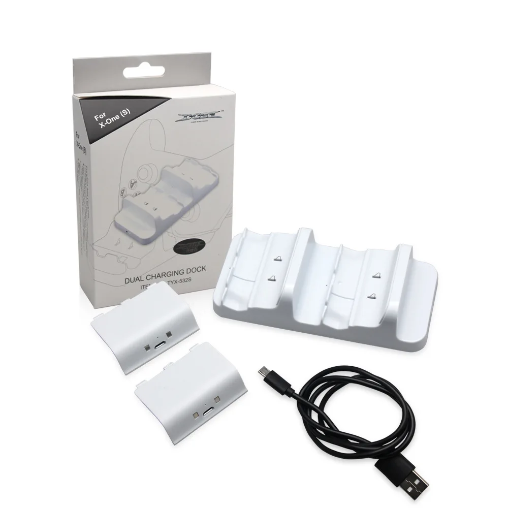 

Xbox One S Double Charge White Xbox One S Handle Double Chargers + 2 PCs Battery 500 MAh Charger Kit